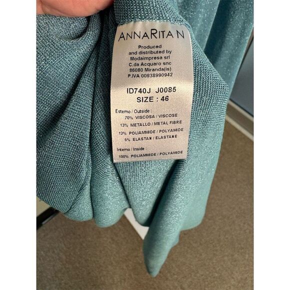 Annarita N NWT Women's V-Neck Sleeveless Maxi Dress in Teal Size IT 46/US 10 - Picture 8 of 8